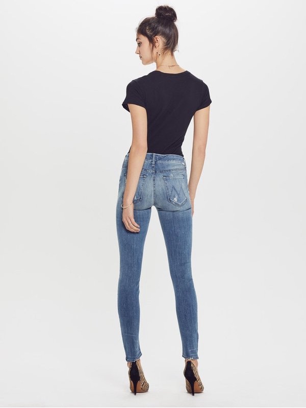 Mother High-Rise Blue Distressed